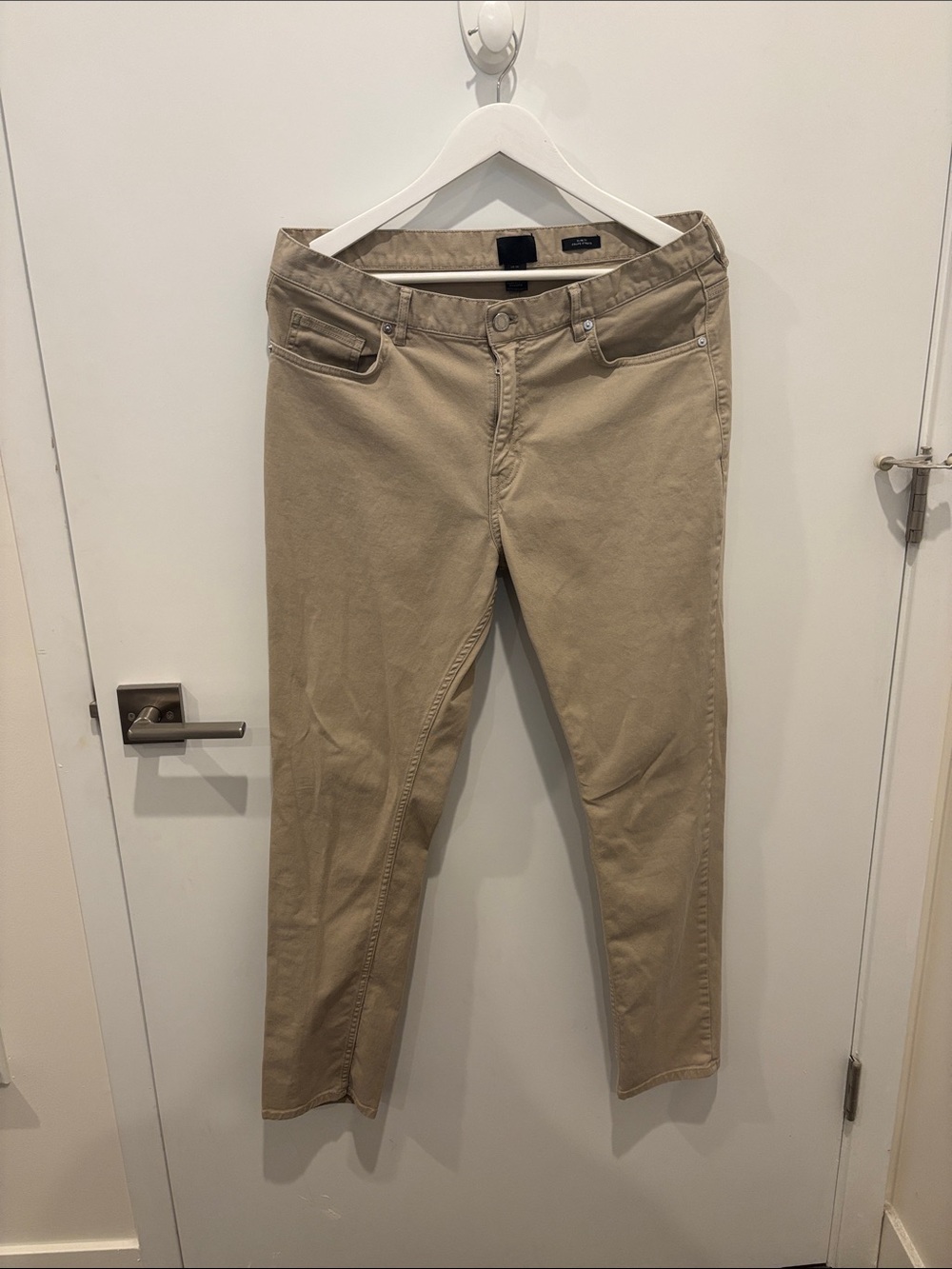 H&M Men’s Sz 34 Beige Slim Straight Pants - Neutral Casual Trousers